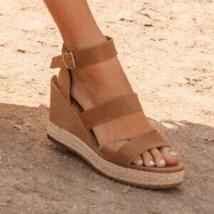 Balenciaga Noisette Jute Rope Track Three Strap Suede Espadrille Wedge Sandal